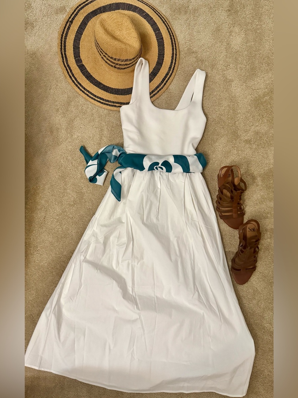 NWT Banana Republic White Mixed Media Midi Dress Small Cotton Stretch